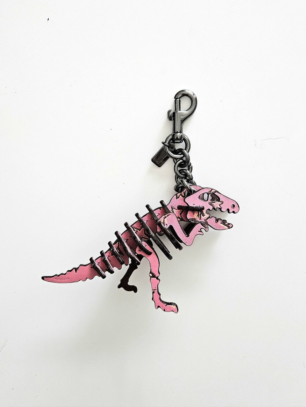 NWOT Coach Pink Star Print Leather  Skeletal Rexy Bag Charm Keychain- F24513
